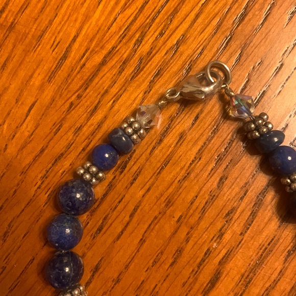 EUC Bracelet - Blue Lapis Beads, Silver and Crystals 8” - Picture 6 of 10